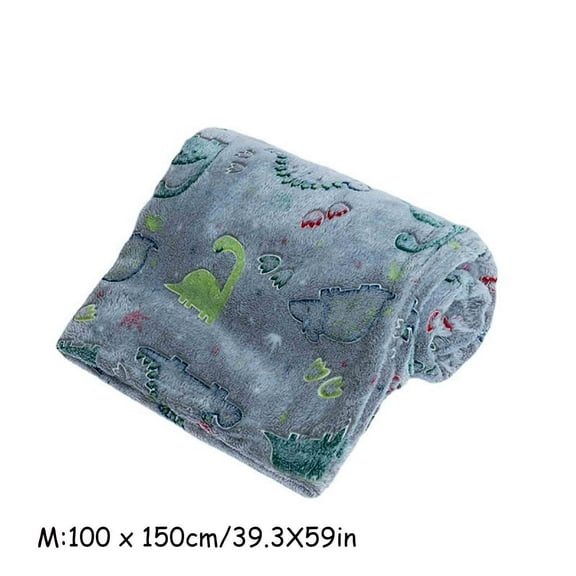 Weloille Dinosaur Glowing Blanket, In The Dark Luminous Dinosaur Blanket, Soft Warm Plush Blanket Flannel Air-Conditioning Cover Blanket Children's Night Blan