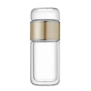 Weloille Double Wall Glass Water Bottle 1 Piece, Thickened Tea Water Separation Leak-Proof Bottle, Heat-Resistant BPA-Free Clear Drinking Container, Ideal for Travel Work Outdoor Daily Use