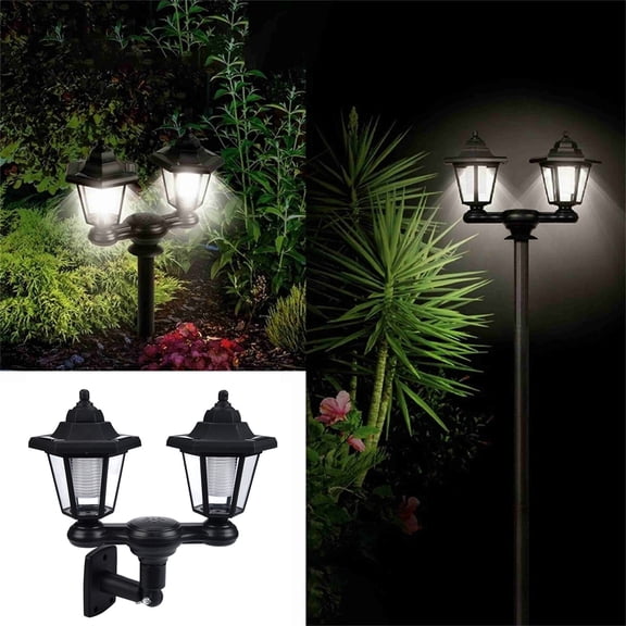 Weloille Dual Head Solar Hexagonal Ground Insert Light 4.86ft, White Light IP65 Waterproof Landscape Lamp, Ground Insert Wall Mount Dual Use Decor Light, for Garden Patio Yard Pathway