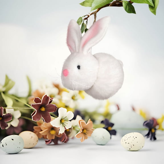 Weloille Easter Bunny Hanging Adornments Cute Long-Eared Bunnies Sisal Farmhouse Decor for Party Home Easter Table Spring Decoration