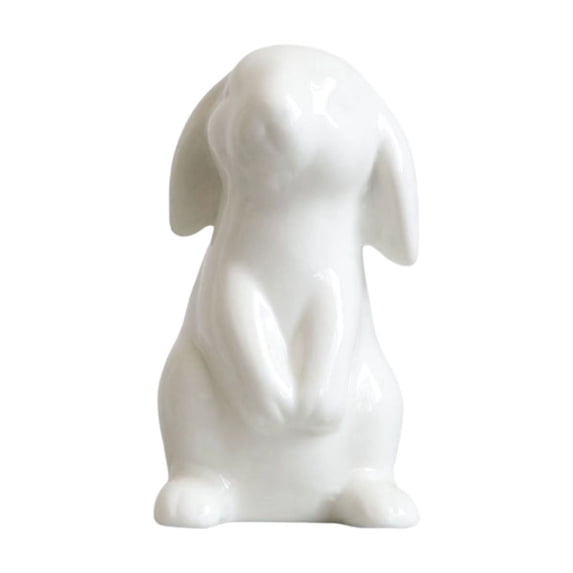 Weloille Easter Ceramic Rabbit Figurine 1 Piece, Hand Painted Smooth Glazed Decorative Ornament, Scratch Resistant Cute Statue, for Shelf Table Mantel Living Room Easter Party Home Decor