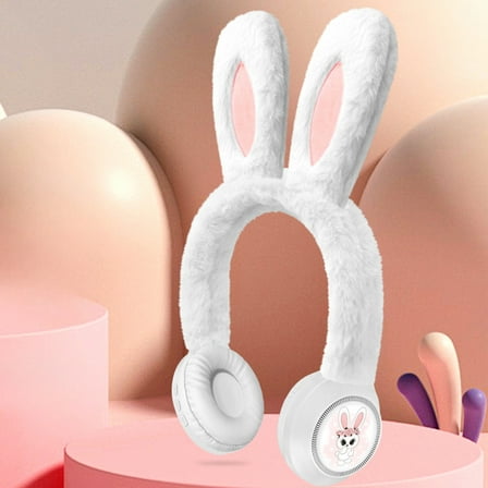 Weloille Easter Creative Cartoon Bunny Ears Plush Bluetooth Headset Wireless