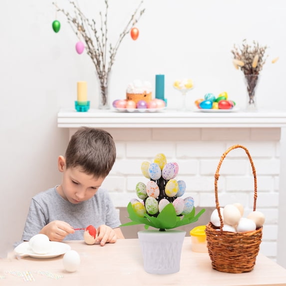 Weloille Easter Egg Potted Plant Arrangement Spring Decoration Spotted Fake Easter Egg Artificial Easter Egg Party Decoration