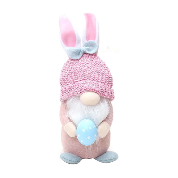 Weloille Easter Lighted Gnome Figurine, Cute Handmade Rudolf Decorative Ornament, Battery Operated Glow Doll Decor, for Home Desk Shelf Wall Holiday Party Decoration