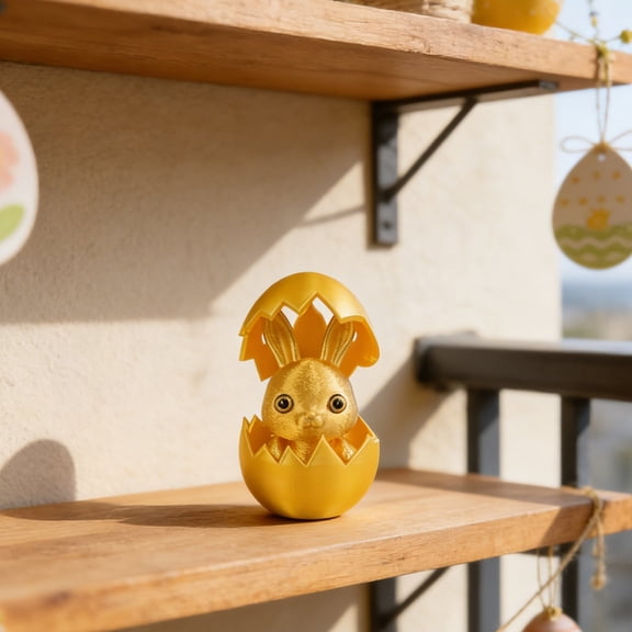 Weloille Easter Mini Egg Rabbit Set, 1 Piece Spring Holiday Decor Kit with Adorable Design, Realistic Look Non Toxic Decorative Ornament for Easter Party Home Tabletop Desktop Decor