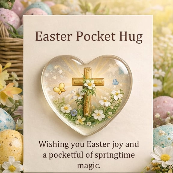 Weloille Easter Pocket Hug Greeting Card 1 Pack, Thick Paper Warm Heart Wishes Card, Smooth Writing Surface Exquisite Pattern Gift Card for Family Friends Easter Holiday Gifting
