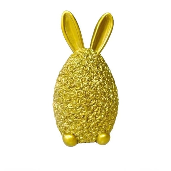 Weloille Easter Resin Rose Rabbit Ornament, 1 Piece Hand Painted Figurine, Cute Durable Holiday Decor Statue, Smooth Surface Weatherproof Display Piece, for Home Shelf Table and Spring Decor
