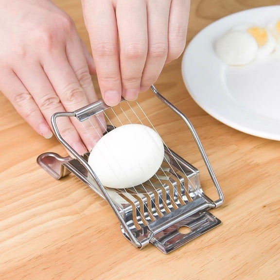 Weloille Egg Slicer 1 Pc, Food Grade Stainless Steel Egg Cutter, Multi-Functional Egg Divider Egg Wedger, Rust Resistant Sharp Egg Cutting Tool for Boiled Eggs Strawberry Soft Fruit Kitchen Use