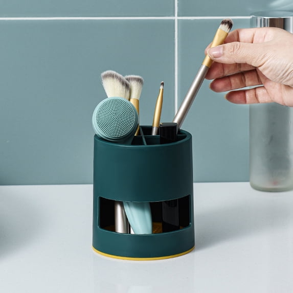 Weloille Electric Toothbrush Holder and Bathroom Countertop Organizer, Ventilated Drainage Shelf with Compartments for Razors and Cosmetic Brushes, Bathroom Vanity Countertop Accessory