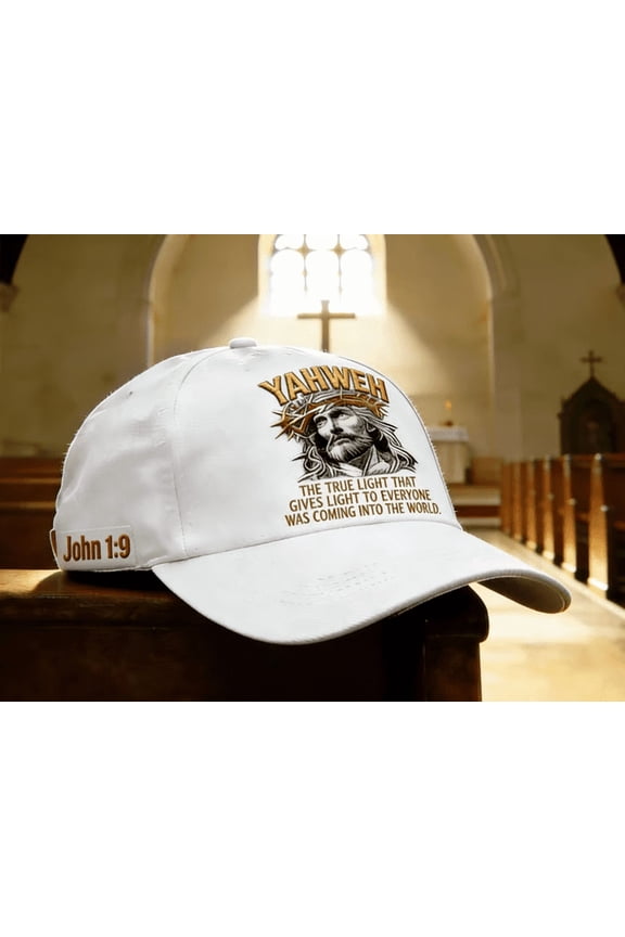 Embroidered Christian Baseball Cap, Unisex Adjustable Faith Hat with Biblical Verse John 1:9, Breathable Fabric, Multiple Colors