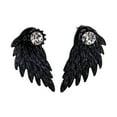 thumbnail image 1 of Weloille European and American Retro Three-dimensional Angel Earrings Feather Diamond Alloy Piercing Earrings Personality Earrings (1Pair), 1 of 2