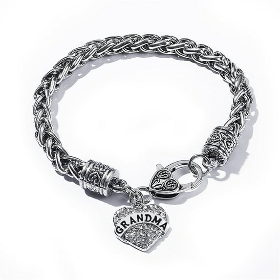 Weloille Family Members Heart Bracelets Alloy Diamond Vintage Carved Chain Bracelets, Charm Bracelet Gifts for Women Mom/Daughter/Grandma/Sister