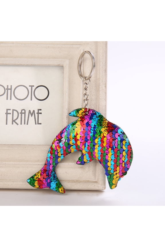 Fashion Star Sequin Keychain Key Cute Dolphin Sequin Pendant Gift Keychain