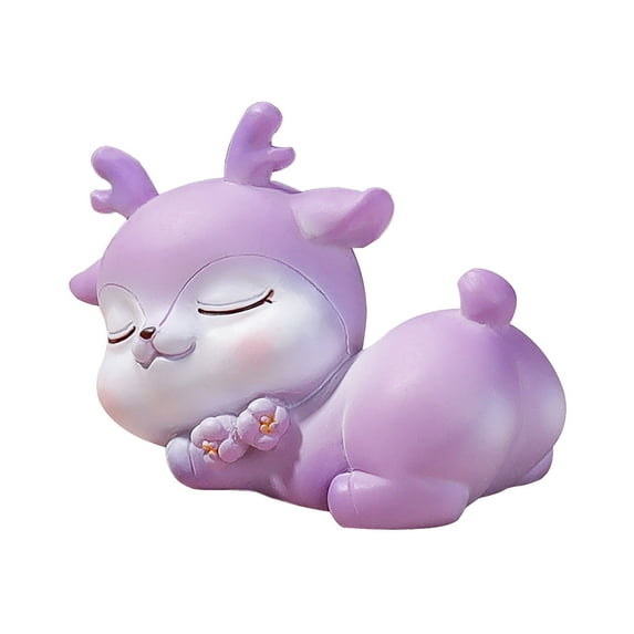 Weloille Fawn Decoration Technology Resin Onaments Car Study Office Desktop Decoration (Purple)