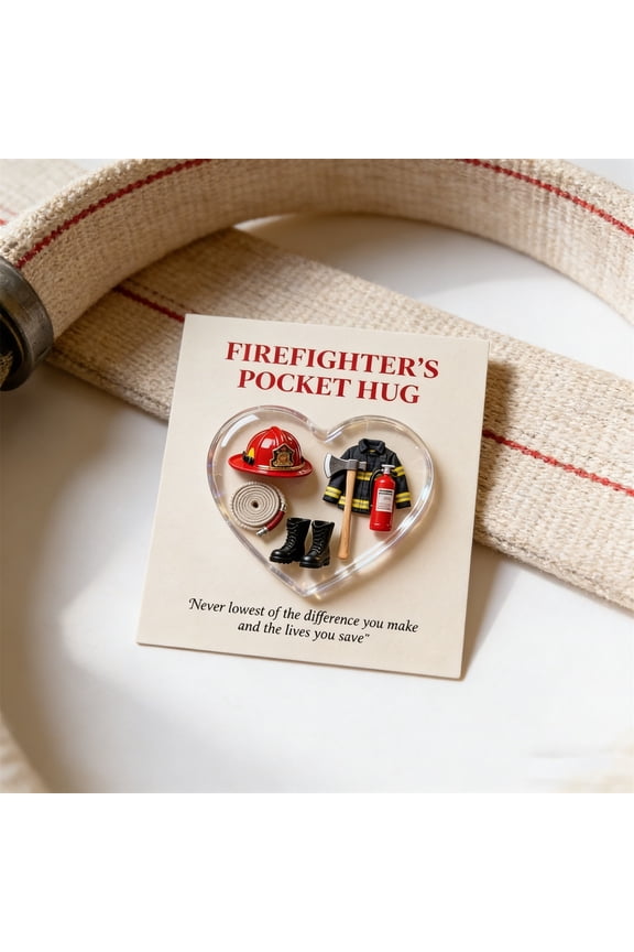 Firefighter Appreciation Gift, Heartfelt Pocket Token for First Responders, Durable Compact Keychain with Encouraging Design, Ideal Support Present for Any Occasion, Available at