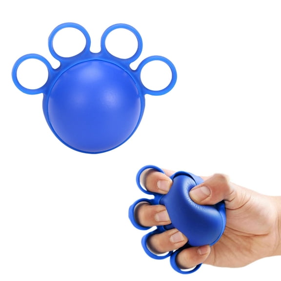 Weloille Four-Finger Silicone Grip Ball Blue, Non-Slip Soft Hand Strength Trainer, Ergonomic Squeeze Exercise Tool, for Hand Rehabilitation Muscle Training Relieve Stress Arthritis Pain Relief