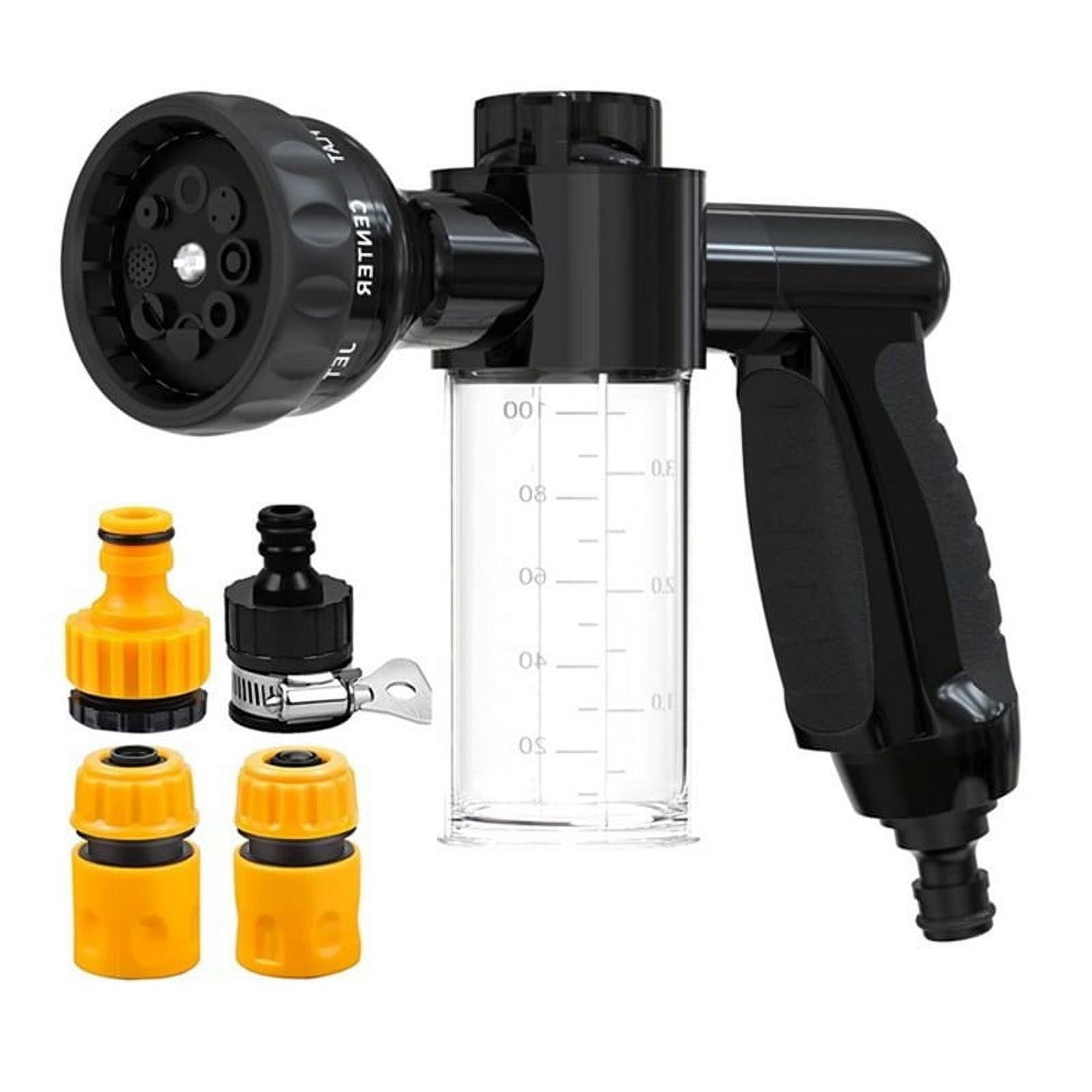 Weloille Garden Hose Nozzle, High Pressure Foam Sprayer Gun 8 Way Spray Pattern with 3.5oz/100cc Soap Dispenser Bottle, Snow Foam Gun for Car Wash, Watering Plants, Lawn, Patio