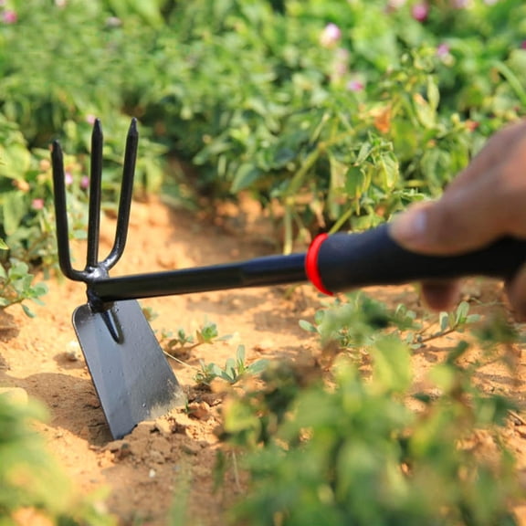 Weloille Gardening Rake Hoe, 1PC Quenched Steel Heavy Duty Soil Digging Tool, Sturdy Anti-Deformation Multi-Functional Hoe for Home Potted Planting Yard Weeding Work