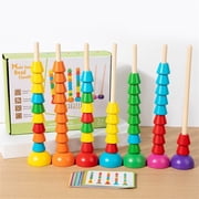 Weloille Geometric Matching Cylinder Cognitive Bead Stringing Abacus Toy, 1 Box, Educational Toy for Counting and Sorting