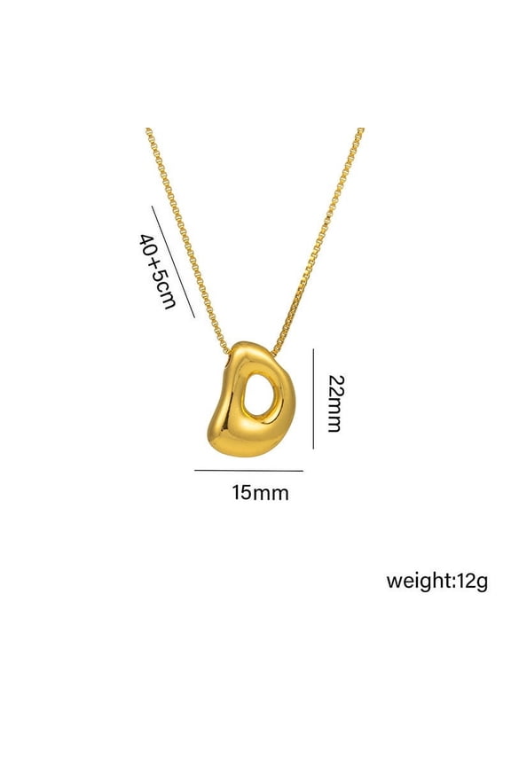 Gold Bubble Letter Necklace for Women, Gold Plated Initial Letter Pendant Necklace Dainty Charm Necklaces for Women Trendy Custom Name Necklace Gold Jewelry (Letter D)