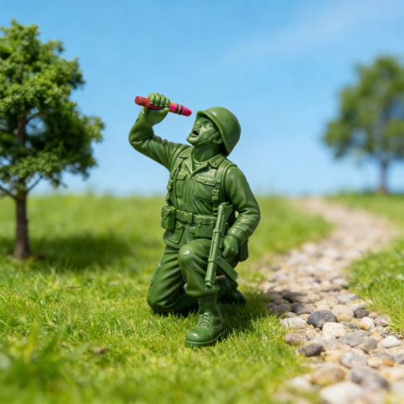 Weloille Green Plastic Military Soldier Figurine, Realistic Army Man Decor for Father's Day Gifts, Easter Presents, Office Desk Display Collectible