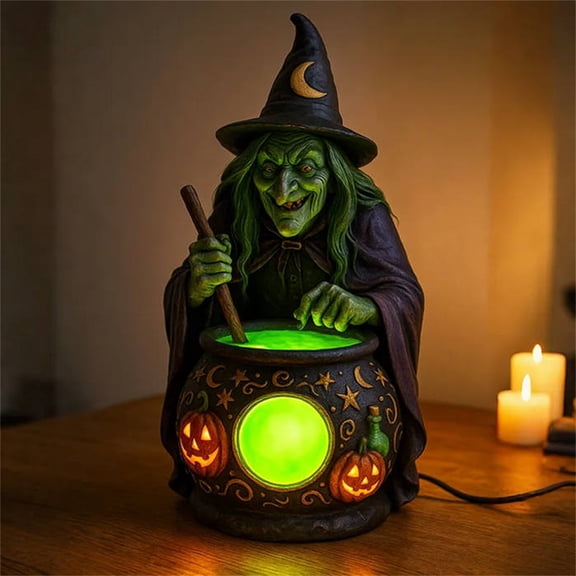 Weloille Halloween Witch Cauldron Lamp 1 Pc, Spooky Festive Lighting Decor with LED Glow, Themed Party Atmosphere Creator
