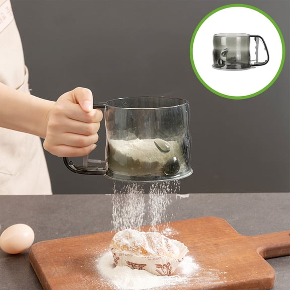 Weloille Handheld Semi-Automatic Flour Sifter, Plastic Thickened Powder Strainer, Fine Mesh Labor-Saving Sieve, Baking Tool for Flour Icing Sugar Cake Bread Pastry Kitchen Use