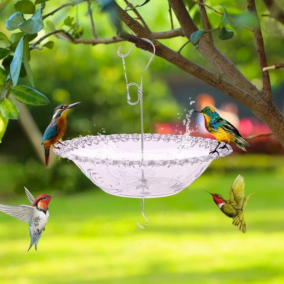 Weloille Hanging Wild Bird Feeder & Bath Tub, Weatherproof Wind-Resistant Bird Feeding Station, Large Capacity Outdoor Accessory for Garden, Yard, Patio, Backyard, Balcony