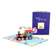 Weloille Happy Birthday Train Greeting Card for Everyone