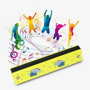 Weloille Harmonica Musical Instrument, Wooden Printing Double Rows 16 Holes for Kids Children Music Lover