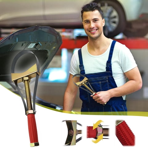 Weloille Heavy Oil Filter Wrenches, Adjustable Oil Filter Removal Strap Wrench Tool, 2-in-1 Multifunctional Oil Filter Removal Tool, 3.5-5.9in Diameter for Car, Truck, Excavators