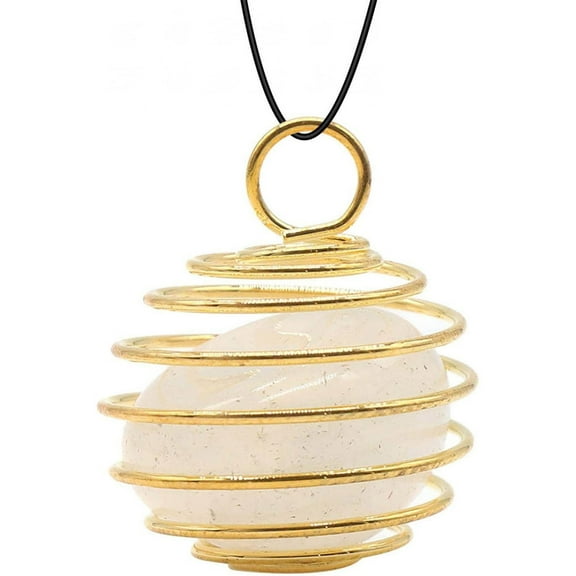 Weloille Hexagonal Crystal Stone Necklace For Women Irregular Natural Wrapped Wire Chakra Pendant Jewelry Alloy Chains Valentine's Day Gift