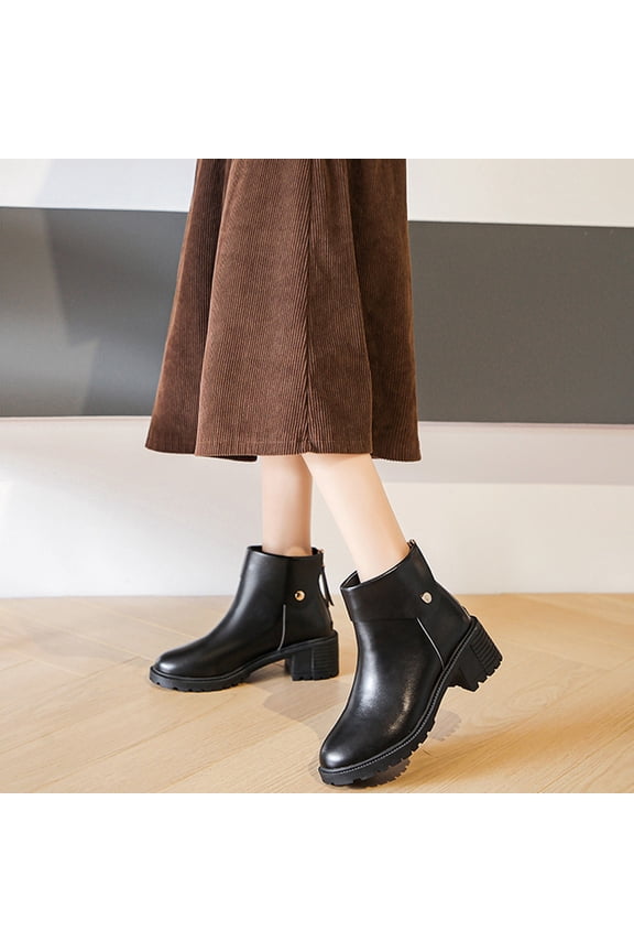 Hidden High Heel Zipper Wedge Boots, Vintage Calf Boots Women's Leather Women's Shoes Vintage Western Flat Boots, Calf Boots Women's Flat Boots