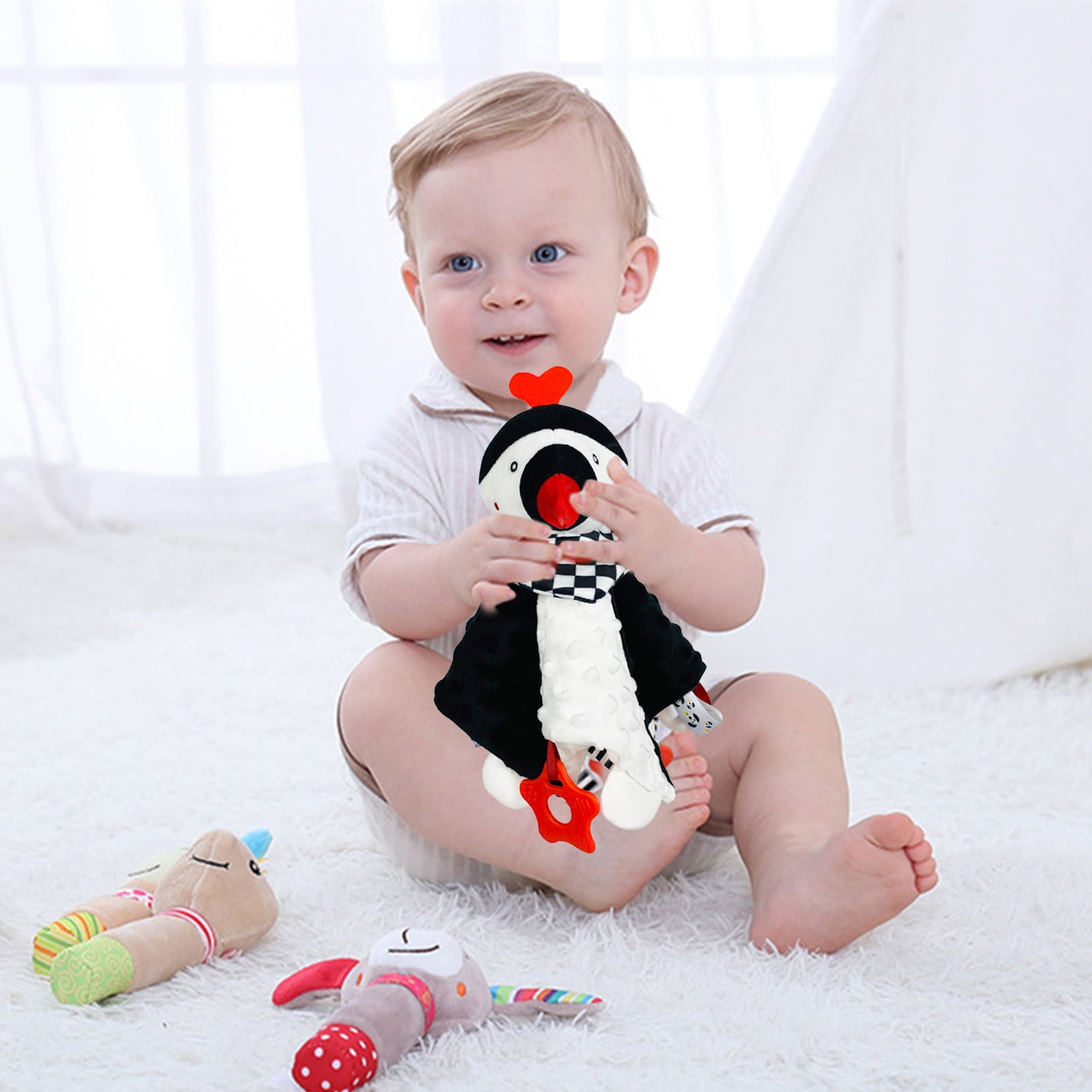 Weloille High Contrast Security Blanket Soft Baby Unisex Snuggle Toy with Jingle Bell Crinkle Sound Paper in Dominican Republic at DOP 2920 Rating 5