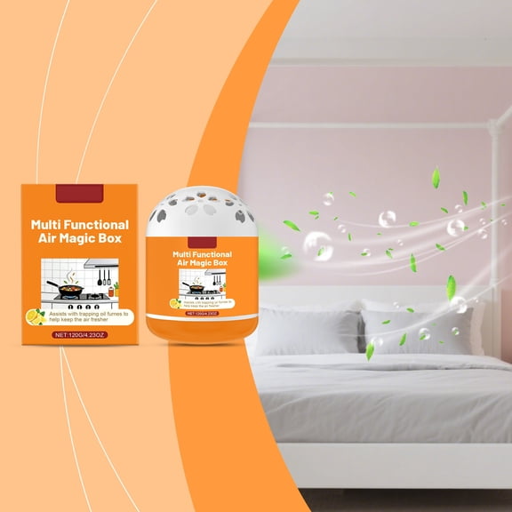 Weloille Home Air Purifying Magical Box, Egg-Shaped Odor Absorber with Activated Carbon for Kitchen Bathroom Office, Orange-White 120g Eco-Friendly Air Purifier