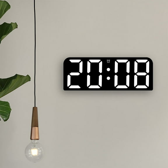 Weloille Home Essentials Large Digital Wall Clock with Temperature Humidity Display, Night Light Mode, 3 Display Styles, 12/24 Hour Format for Bedroom Office Living Room