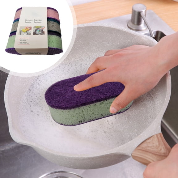 Weloille Household Cleaning Sponge Eraser 3Pcs, Multi-Functional Scouring Pads, Non-Scratch Dish Washing Sponges, Absorbent Tools for Kitchen, Bathroom, Dishes & Household Chores