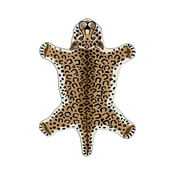 Weloille Irregular Shaped Rug, 1.48 x 2.46 Ft Cartoon Animal Print Floor Mat, Non Slip Stain Resistant Carpet, Soft Fluffy Decorative Mat for Living Room, Bedroom, Entryway