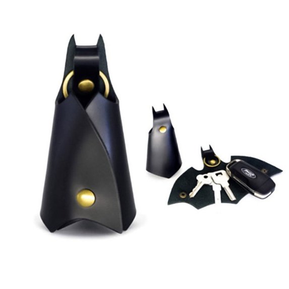 Weloille KeyChain Leather Bat Shape for Men Gifts and Women Car Key Fob Case,Leather Fashion Pop Keys Ring Cover Holder