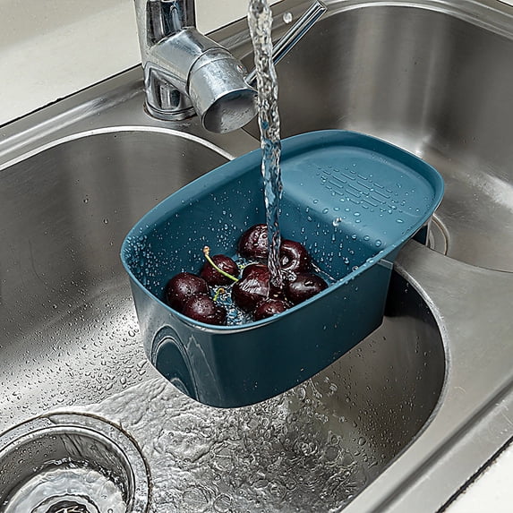 Weloille Kitchen Sink Drain Basket, Food Waste Filter and Strainer, Hanging Plastic Storage Basket for Sink, Draining Basket for Wet Garbage and Kitchen Scraps
