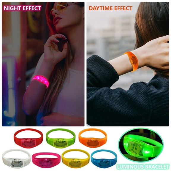 Weloille LED Light Up Bracelets for Kids Adults, LED Glow Flashing Arm Wrist Bands, Glow in The Dark Party Supplies for Night Events Halloween Safety Party Favors Concerts Rave Sports