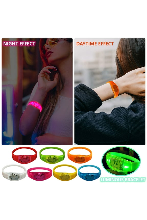 LED Light Up Bracelets for Kids Adults, LED Glow Flashing Arm Wrist Bands, Glow in The Dark Party Supplies for Night Events Halloween Safety Party Favors Concerts Rave Sports