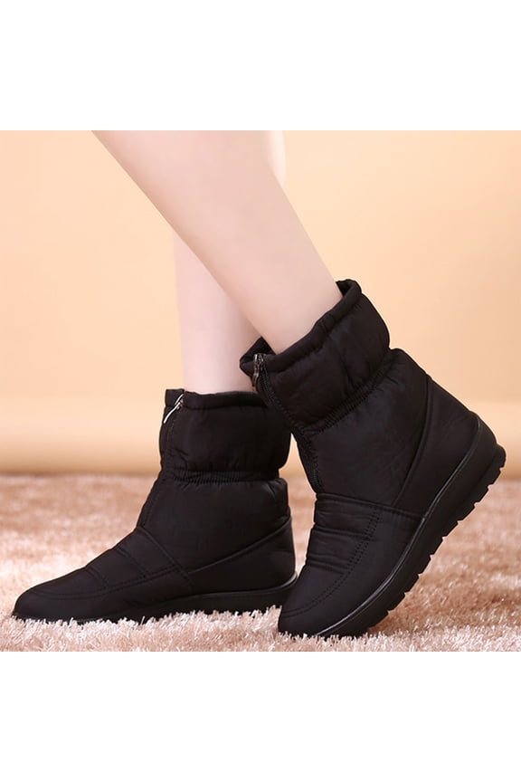 Large Size Snow Boots Winter New Fashion Padded Thickened Warm Cotton Shoes Soft Bottom Padded Short Boots Round Head Mid Cotton Boots Short Boots