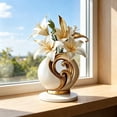 thumbnail image 1 of Weloille Lily Flower Acrylic Decorative Ornament with Rotating Base, 1 Piece Art Figurine with 2 Round Adhesive Pads, Clear Exquisite Home Decor, for Shelf Table Office Living Room, 1 of 5