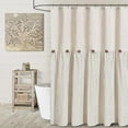 thumbnail image 1 of Weloille Linen Button Farmhouse Beige Shower Curtain,Linen and Cotton Woven Fabric,Pleated Beige Stripe,Country Style (35.86x72.04inch), 1 of 6