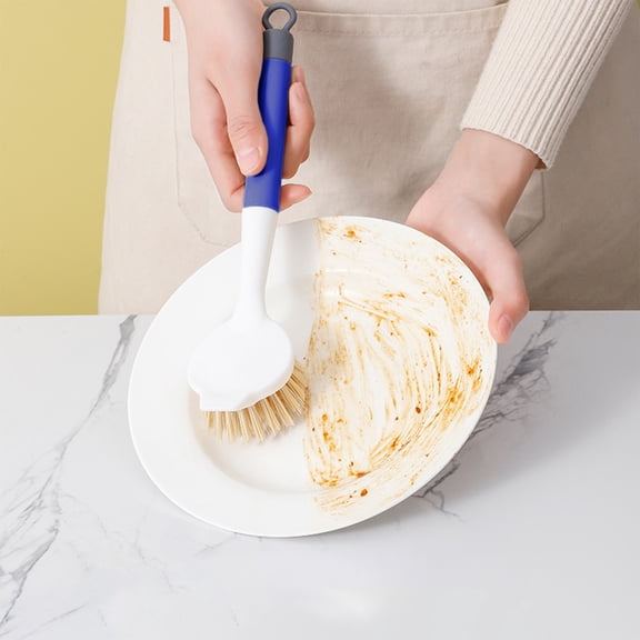Weloille Long Handled Pot Brush, Kitchen Specific Cookware Cleaning Tool, Non - Greasy Pot and Dish Washing Brush, Household Scaling and Stain - Removing Cleaner