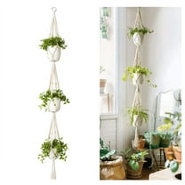 Weloille Macrame Plant Hanger 3 Tier Indoor Outdoor Hanging Planter Basket Cotton Rope with Beads