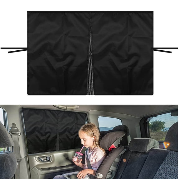 Weloille Magnetic Car Sun Shade Curtain, 1Pc Double Layer Mesh Sun Shield, UV Block Heat Insulation Breathable See Through Cover for Car Side Window Road Trip Summer