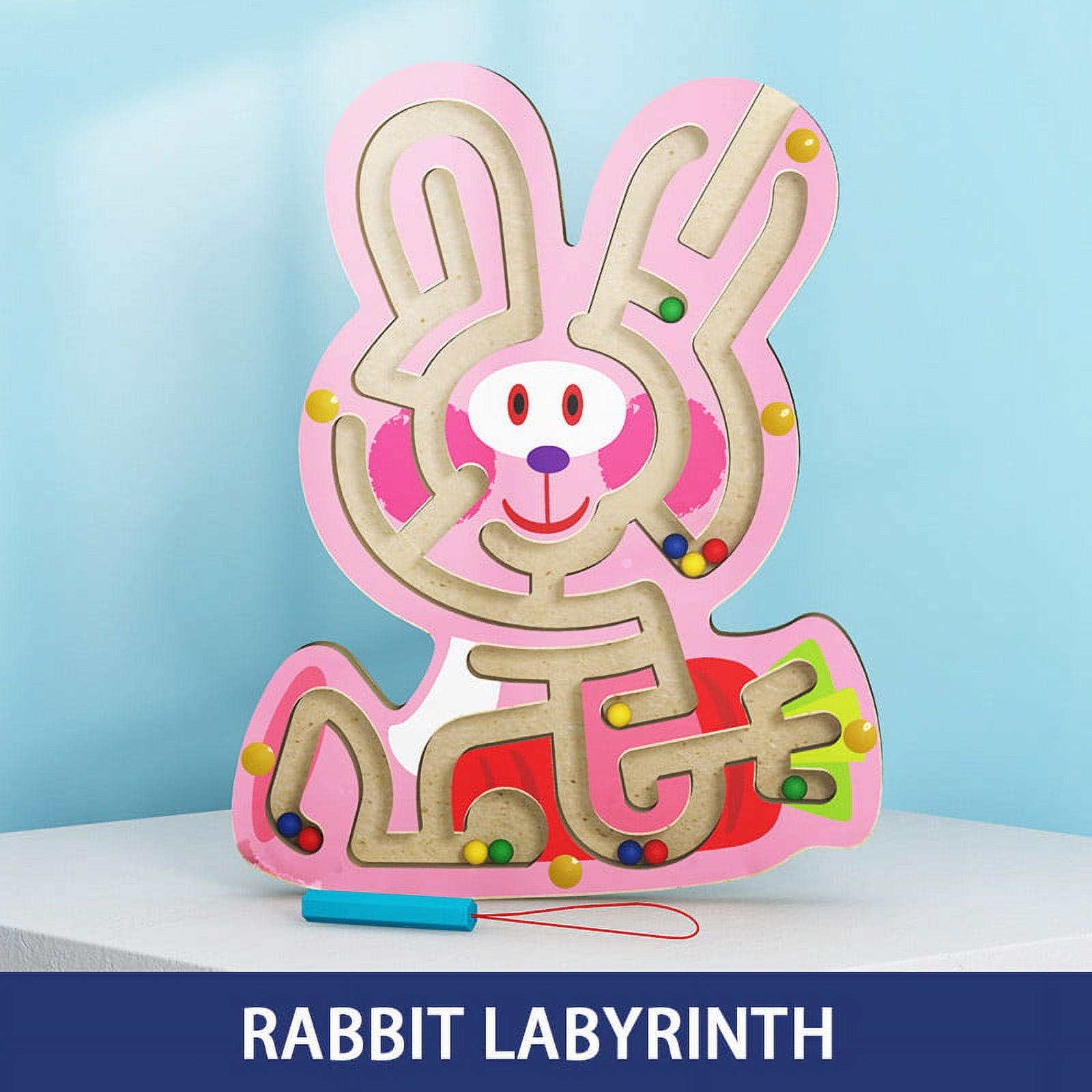 Weloille Color Maze, Learning Animal Color Maze Wooden Toy, Montessori Motor