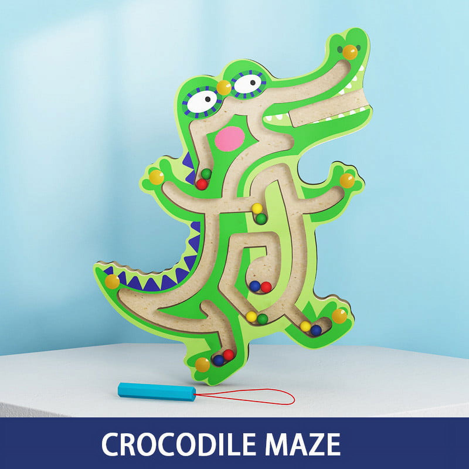 Weloille Color Maze, Learning Animal Color Maze Wooden Toy, Montessori Motor